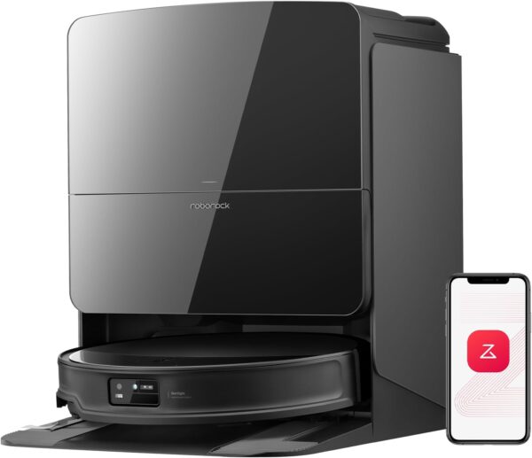 roborock Saros 10R Robot Vacuum and Mop, Powerful Suction, Zero-Tangling, 3.14’’ Ultra Slim, FlexiArm Riser Technology for Carpet & Floor, Corner & Edge Cleaning, Self-Emptying, Hot Air Drying, Black