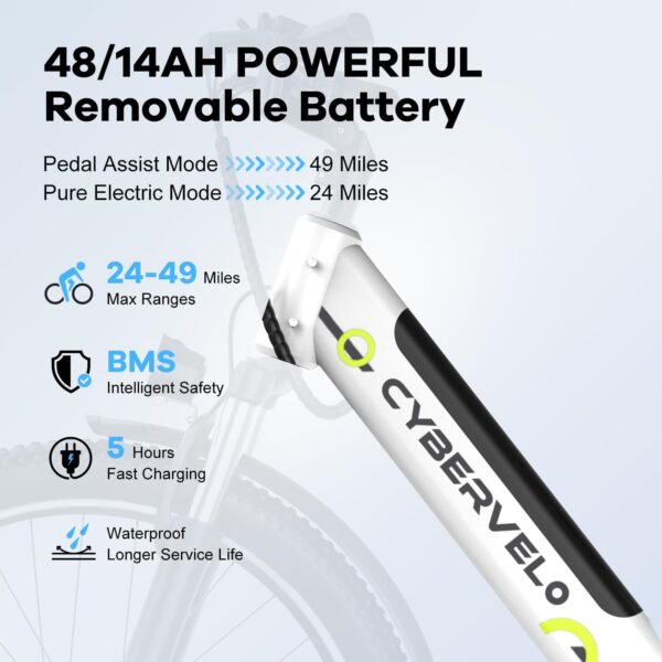 1000 Peak Electric Bike for Adults,up 80 Miles Removable Battery Ebike, 26" Electric E Bike with 7-Speed,Adult Electric Bicycles for Commute Beach Snow Womens All Terrain - Image 2