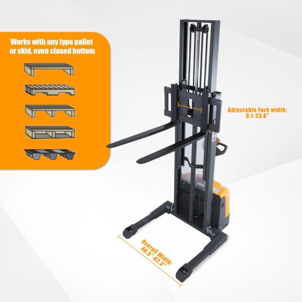 APOLLOLIFT Electric Walkie Stacker, 3300 lbs Capacity 130“ Lift Height Powered Drive and Lift Electric Stacker, with Straddle Legs Adjustable Forks Material Lift - Image 5