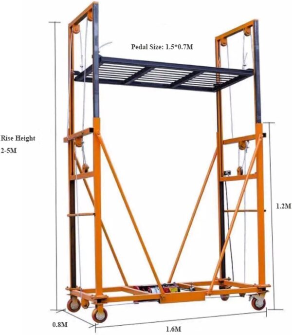 Electric Scaffolding Lift Platform – Mobile Folding Telescopic Scaffold, 5m/16.4ft Height, 500kg/1100lbs Capacity for Aerial Work - Image 3