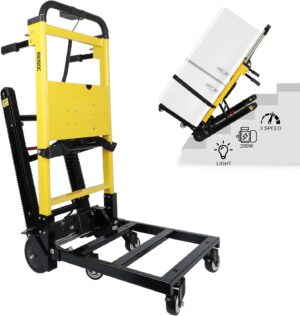 Electric Stair Climbing Hand Trucks, 200W 3 Adjustable Speeds with Light 440lbs Max Load Folding Dolly Cart Trolley, with 6 Wheels Motor Battery for Moving Furniture Home Warehouse Supermarket