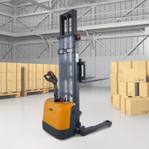 APOLLOLIFT Electric Walkie Stacker, 3300 lbs Capacity 130“ Lift Height Powered Drive and Lift Electric Stacker, with Straddle Legs Adjustable Forks Material Lift