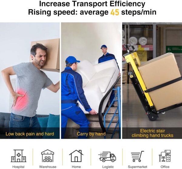 Electric Stair Climbing Hand Trucks, 200W 3 Adjustable Speeds with Light 440lbs Max Load Folding Dolly Cart Trolley, with 6 Wheels Motor Battery for Moving Furniture Home Warehouse Supermarket - Image 8