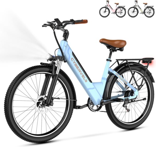 1000 Peak Electric Bike for Adults,up 80 Miles Removable Battery Ebike, 26" Electric E Bike with 7-Speed,Adult Electric Bicycles for Commute Beach Snow Womens All Terrain - Image 4