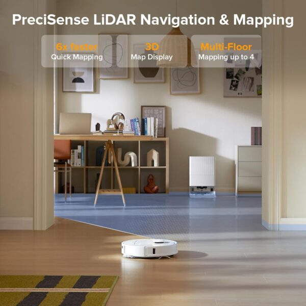 roborock Qrevo Series Robot Vacuum and Mop, 8000Pa Suction, Upgraded from Qrevo S, Anti-Tangle Brush, Smart Obstacle Avoidance, Auto Mop Washing, All-in-One Dock, 200RPM Spinning Mops, White(QV 35A) - Image 4
