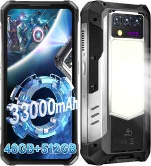 OUKITEL WP100 Titan Rugged Smartphone 5G - 33000mAh Rugged Phone with Projector, 48GB+512GB Unlocked Android 14 Cell Phones with 1200 Lumens Camping Light, 6.8'' FHD+120Hz Smartphone, 200MP, T-Mobile