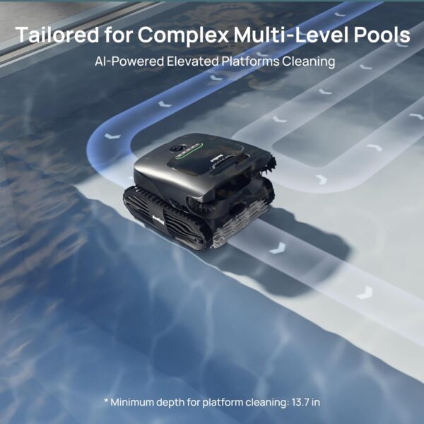 Beatbot AquaSense 2 Ultra Cordless Robotic Pool Cleaner for Complex Pools, Pool Mapping with AI Camera, 5-in-1 Cleaning, Smart Surface Parking, Pool Skimmer, Water Clarification – Midnight Blue - Image 3