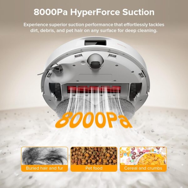 roborock Qrevo Series Robot Vacuum and Mop, 8000Pa Suction, Upgraded from Qrevo S, Anti-Tangle Brush, Smart Obstacle Avoidance, Auto Mop Washing, All-in-One Dock, 200RPM Spinning Mops, White(QV 35A) - Image 5