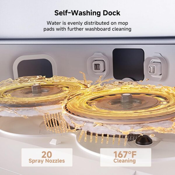 Mova P50 Pro Ultra Robot Vacuum with Removable & Liftable Mop, 19,000Pa Suction with Anti-Tangle Brush, Side Brush Extensive Cleaning, 167℉ Mop & Washboard Self Drying & Cleaning, Auto Empty & Refill - Image 3