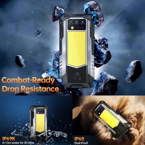 OUKITEL WP100 Titan Rugged Smartphone 5G - 33000mAh Rugged Phone with Projector, 48GB+512GB Unlocked Android 14 Cell Phones with 1200 Lumens Camping Light, 6.8'' FHD+120Hz Smartphone, 200MP, T-Mobile - Image 5