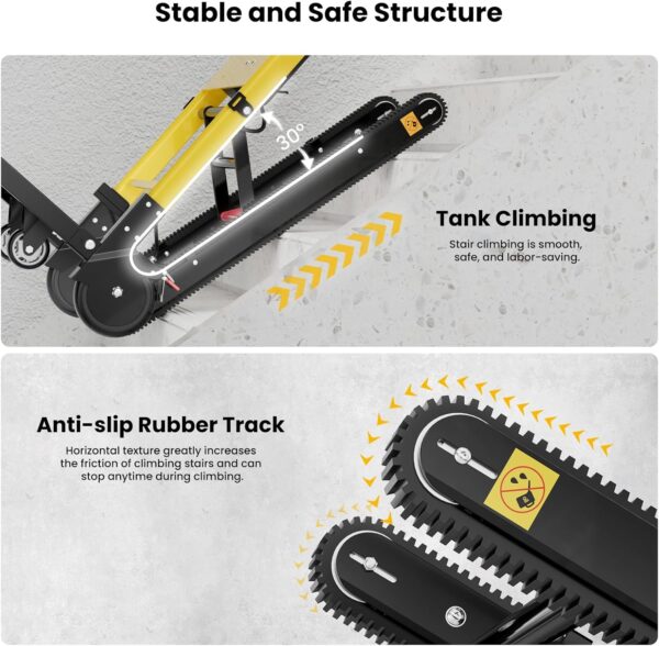 Electric Stair Climbing Hand Trucks Moving Heavy Objects Up and Down Stairs Effortless, 441 lbs Max Load Capacity, Folding Stair Climbing Dolly with Rubber Tracks for Easy Moving of Heavy Furniture - Image 3