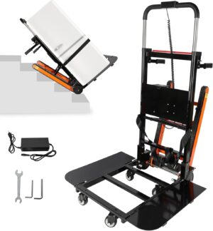 Electric Stair Climbing Hand Trucks with Removable Extension Tray, 440lbs max Load Capacity Folding Stair Climbing Dolly Takes 1500 Steps Stairs with Rubber Tracks for Easy up/Down Stairs