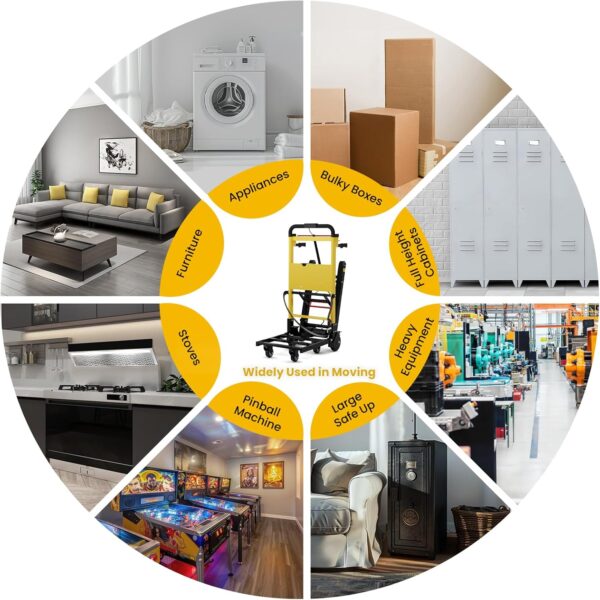 Electric Stair Climbing Hand Trucks Moving Heavy Objects Up and Down Stairs Effortless, 441 lbs Max Load Capacity, Folding Stair Climbing Dolly with Rubber Tracks for Easy Moving of Heavy Furniture - Image 5
