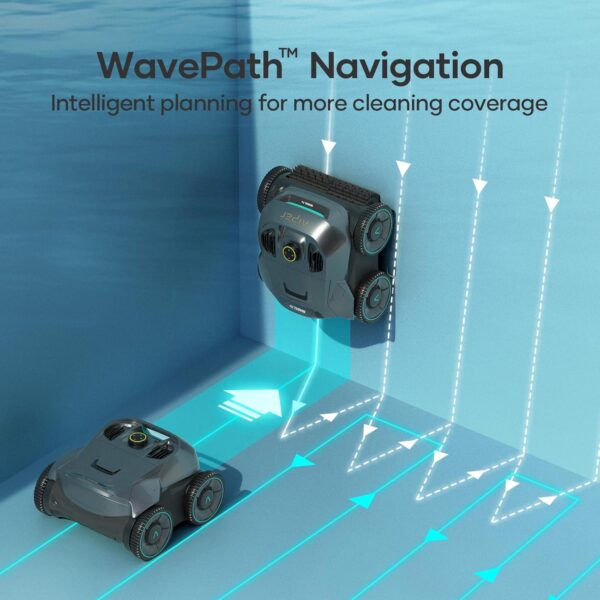 AIPER Cordless Robotic Pool Cleaner, WavePath Navigation, Wall-Climbing, Quad-Motor, 150 mins Runtime for Inground Pools up to 1,600 sq.ft, Seagull Pro ZT6002 - Image 5