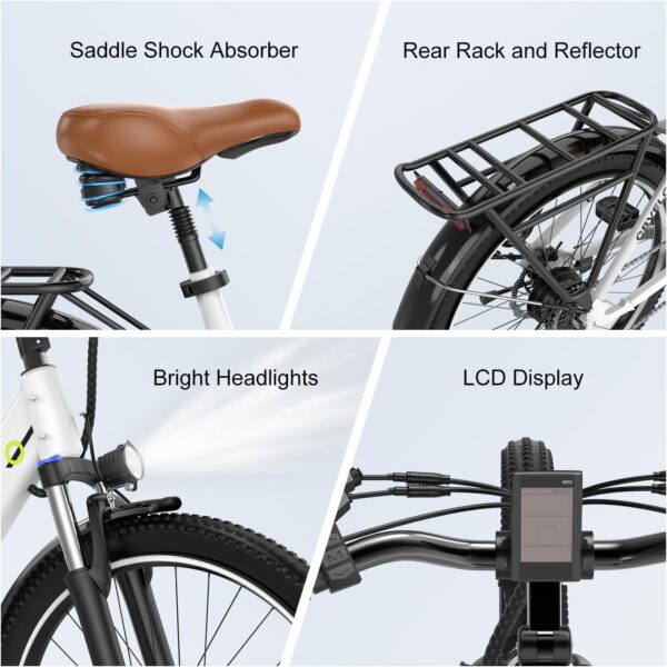 1000 Peak Electric Bike for Adults,up 80 Miles Removable Battery Ebike, 26" Electric E Bike with 7-Speed,Adult Electric Bicycles for Commute Beach Snow Womens All Terrain - Image 14