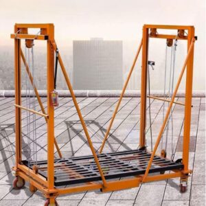 Electric Scaffolding Lift Platform – Mobile Folding Telescopic Scaffold, 5m/16.4ft Height, 500kg/1100lbs Capacity for Aerial Work