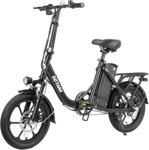 Gotrax 16" Folding Electric Bike, Max 28Miles Range(Pedal-Assist) & Speed 15.5Mph Power by Peak 500W, E-Bike with Removable Battery, Suspension & Adjustable Size, Commuter Bicycle for Adults/Teens