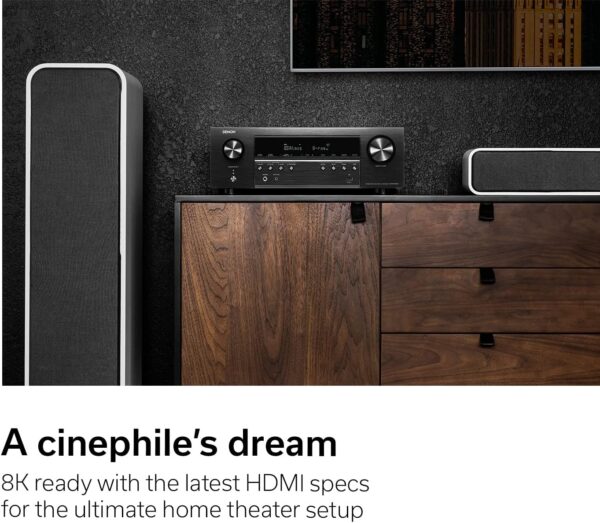 Denon AVR-S760H 7.2 Ch AVR - 75 W/Ch (2021 Model), Advanced 8K Upscaling, Dolby Atmos Height Virtualization, DTS Virtual:X & More, Built-in HEOS, Amazon Alexa Voice Control - Image 8