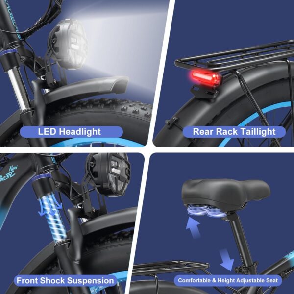 Electric Bike for Adults, 4000W Peak 26” Fat Tire Ebike, 35MPH AWD Dual Motor Electric Bicycles, 48V 23AH Removable Battery Fast Dual Hydraulic Brakes Electric Mountain Bike - Image 3