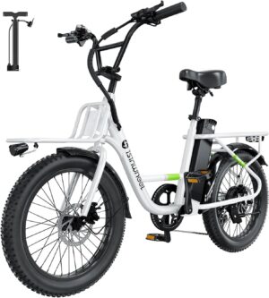 isinwheel U7 Electric Bike for Adults, 20 mph Cargo Ebike 1000W Peak Adult Electric Bicycles, 55 Miles Range E Bike, 48V 10.4Ah Removable Battery, 7 Speed Gearshift, 20" Step Thru Ebikes for Adults