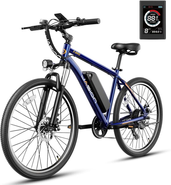 Jasion EB5 Electric Bike for Adults with Peak 500W Brushless Motor, 40Miles 20MPH Commuting Electric Mountain Bike with 360Wh Removable Battery, 7-Speed, 26" Tires and Front Fork Suspension - Image 13