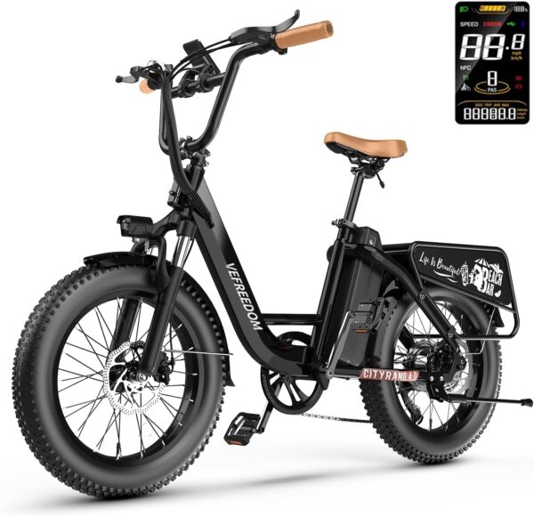 EUY Electric Bike for Adults with Peak 1500W Motor, 48V 20Ah Removable Battery Fast Ebike,Max 70Miles & 30MPH,20" x4.0 Fat Tire Commuting Electric Mountain Bike,7-Speed, Step-Thru Bicycle - Image 6