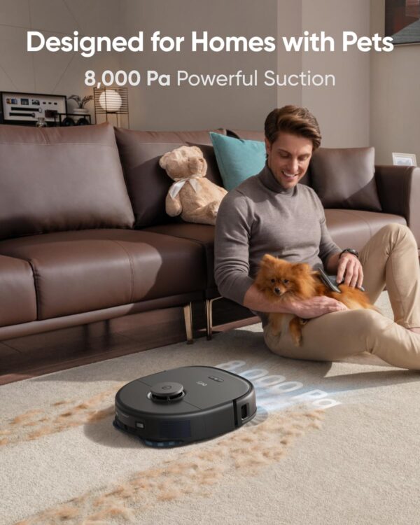 eufy X10 Pro Omni Robot Vacuum and Mop Combo, 8,000 Pa Suction, Dual Mops with 12 mm Auto-Lift and Carpet Detection, AI Obstacle Avoidance, Auto Mop Washing, Auto Drying, Self-Emptying, Self-Refilling - Image 7