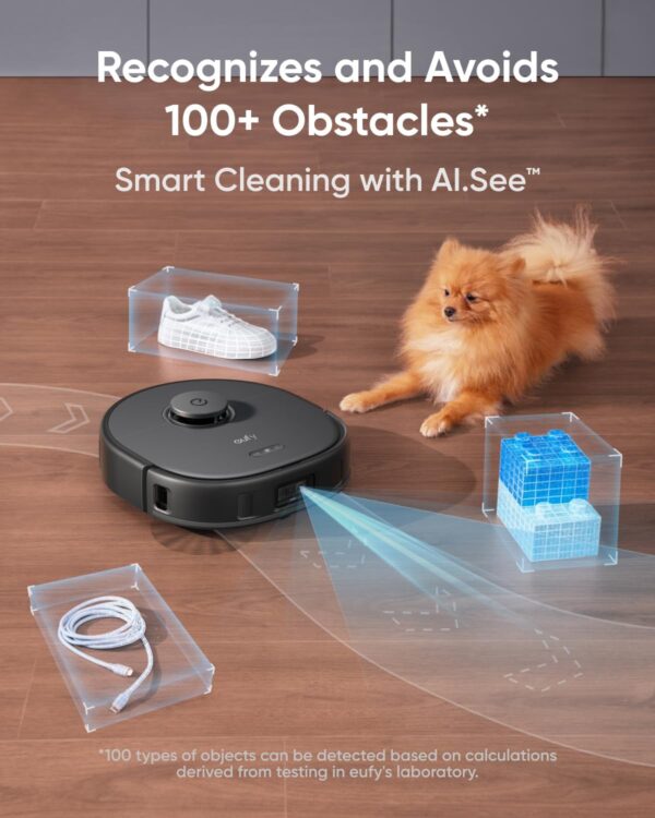 eufy X10 Pro Omni Robot Vacuum and Mop Combo, 8,000 Pa Suction, Dual Mops with 12 mm Auto-Lift and Carpet Detection, AI Obstacle Avoidance, Auto Mop Washing, Auto Drying, Self-Emptying, Self-Refilling - Image 6