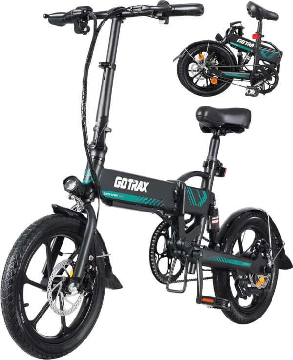 Gotrax 16" Folding Electric Bike, Max 28Miles Range(Pedal-Assist) & Speed 15.5Mph Power by Peak 500W, E-Bike with Removable Battery, Suspension & Adjustable Size, Commuter Bicycle for Adults/Teens - Image 5