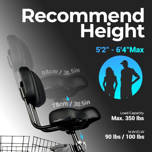 Geemax Electric Tricycle for Adults, 20" x 4.0 Fat Tire Electric Trike, 36V 350W 13Ah Lithium Battery UL Certified, Motorized 3 Wheel Electric Bicycle with Large Basket Outdoor Beach Sonw - Image 5