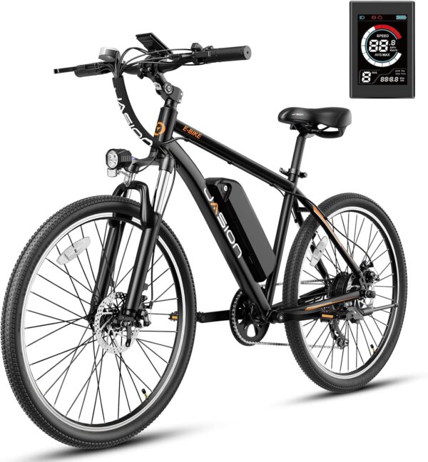 Jasion EB5 Electric Bike for Adults with Peak 500W Brushless Motor, 40Miles 20MPH Commuting Electric Mountain Bike with 360Wh Removable Battery, 7-Speed, 26" Tires and Front Fork Suspension - Image 12