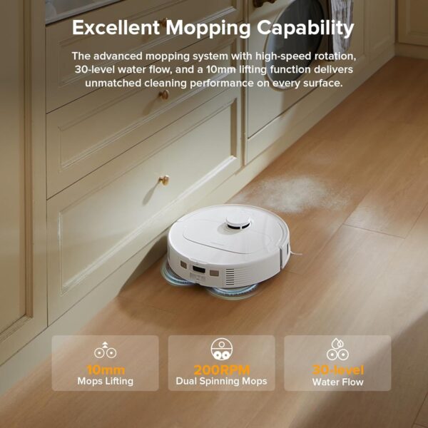 roborock Qrevo Series Robot Vacuum and Mop, 8000Pa Suction, Upgraded from Qrevo S, Anti-Tangle Brush, Smart Obstacle Avoidance, Auto Mop Washing, All-in-One Dock, 200RPM Spinning Mops, White(QV 35A) - Image 6