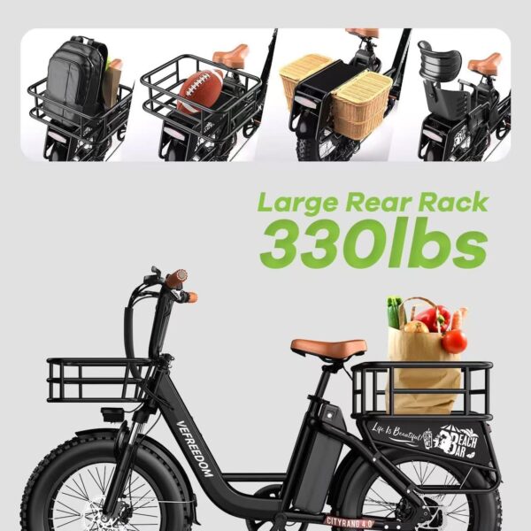 EUY Electric Bike for Adults with Peak 1500W Motor, 48V 20Ah Removable Battery Fast Ebike,Max 70Miles & 30MPH,20" x4.0 Fat Tire Commuting Electric Mountain Bike,7-Speed, Step-Thru Bicycle - Image 8