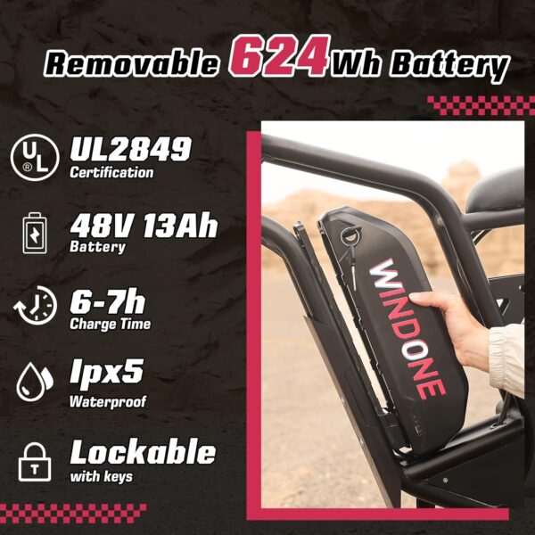 E2/K20 Electric Bike for Adults, 48V 13Ah/15Ah Battery, Up to 28 MPH & 46.6/60 Miles (PAS), 750/1000W Peak Ebike with All-Terrain 20"/26'' Fat Tires, UL Certified, Moped E-Bike - Image 2