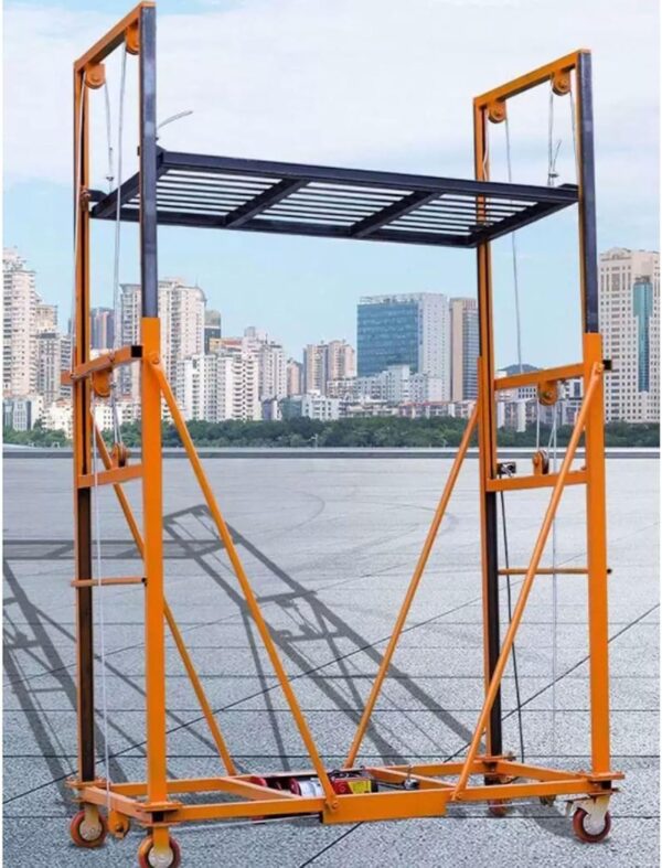 Electric Scaffolding Lift Platform – Mobile Folding Telescopic Scaffold, 5m/16.4ft Height, 500kg/1100lbs Capacity for Aerial Work - Image 9