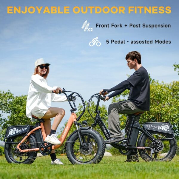 EUY Electric Bike for Adults with Peak 1500W Motor, 48V 20Ah Removable Battery Fast Ebike,Max 70Miles & 30MPH,20" x4.0 Fat Tire Commuting Electric Mountain Bike,7-Speed, Step-Thru Bicycle - Image 9