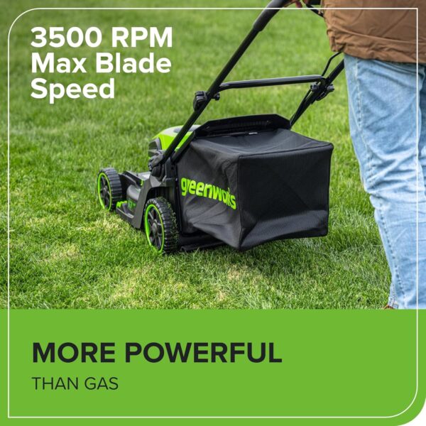 Greenworks 60V 17" Brushless (Push) Lawn Mower, 4.0Ah Battery and 3A Charger - Image 14