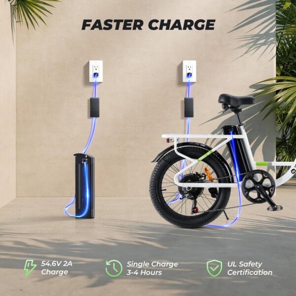isinwheel U7 Electric Bike for Adults, 20 mph Cargo Ebike 1000W Peak Adult Electric Bicycles, 55 Miles Range E Bike, 48V 10.4Ah Removable Battery, 7 Speed Gearshift, 20" Step Thru Ebikes for Adults - Image 9