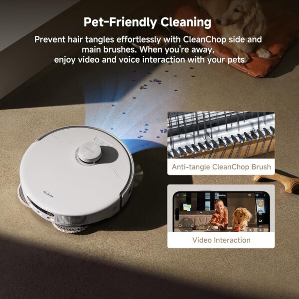 Mova P50 Pro Ultra Robot Vacuum with Removable & Liftable Mop, 19,000Pa Suction with Anti-Tangle Brush, Side Brush Extensive Cleaning, 167℉ Mop & Washboard Self Drying & Cleaning, Auto Empty & Refill - Image 8