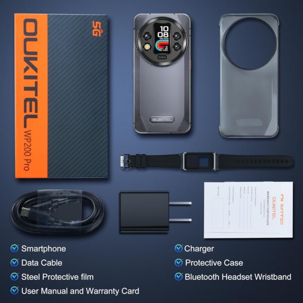 OUKITEL WP200 Pro Rugged Smartphone Unlocked Android 15-72GB+1TB Rugged Phone, 6.7" FHD+ Phone, 108MP Main Camera 8800mAh Battery, IP68/IP69K Cell Phone 5G Dual SIM NFC/OTG/BT5.3/120Hz/WIFI6, Green - Image 4