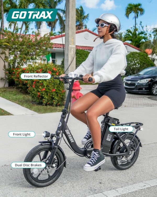 Gotrax 16" Folding Electric Bike, Max 28Miles Range(Pedal-Assist) & Speed 15.5Mph Power by Peak 500W, E-Bike with Removable Battery, Suspension & Adjustable Size, Commuter Bicycle for Adults/Teens - Image 8