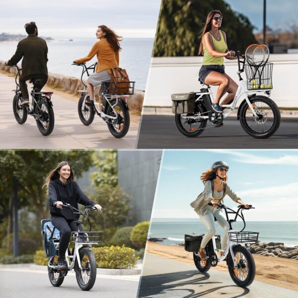 isinwheel U7 Electric Bike for Adults, 20 mph Cargo Ebike 1000W Peak Adult Electric Bicycles, 55 Miles Range E Bike, 48V 10.4Ah Removable Battery, 7 Speed Gearshift, 20" Step Thru Ebikes for Adults - Image 10