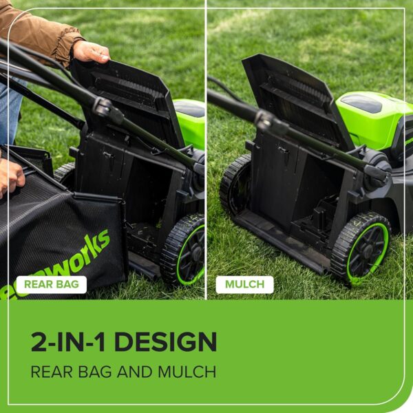 Greenworks 60V 17" Brushless (Push) Lawn Mower, 4.0Ah Battery and 3A Charger - Image 8