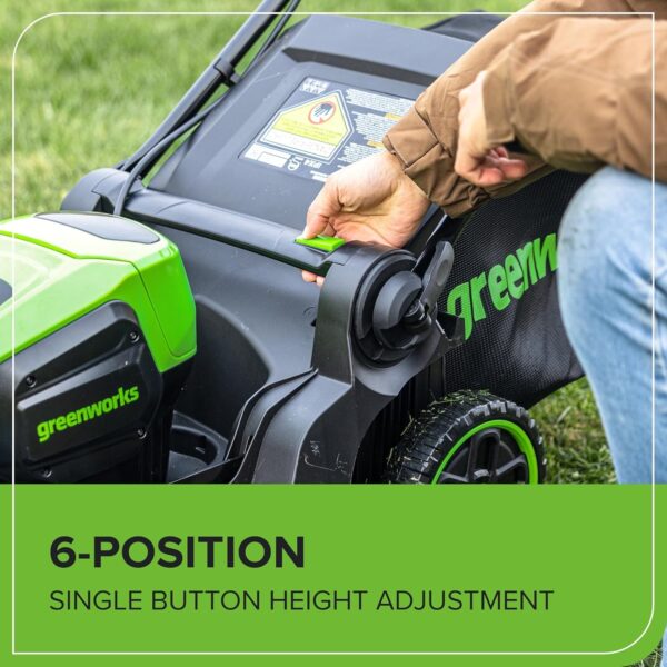 Greenworks 60V 17" Brushless (Push) Lawn Mower, 4.0Ah Battery and 3A Charger - Image 10