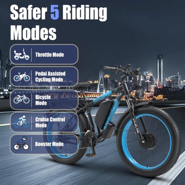Electric Bike for Adults, 4000W Peak 26” Fat Tire Ebike, 35MPH AWD Dual Motor Electric Bicycles, 48V 23AH Removable Battery Fast Dual Hydraulic Brakes Electric Mountain Bike - Image 8