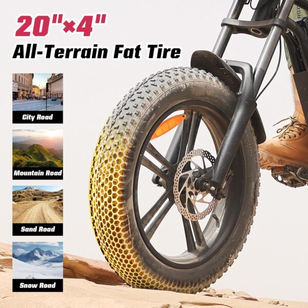E2/K20 Electric Bike for Adults, 48V 13Ah/15Ah Battery, Up to 28 MPH & 46.6/60 Miles (PAS), 750/1000W Peak Ebike with All-Terrain 20"/26'' Fat Tires, UL Certified, Moped E-Bike - Image 7