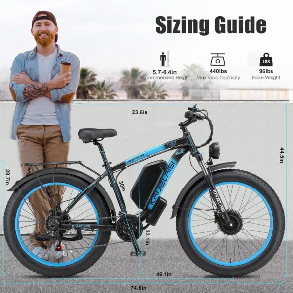 Electric Bike for Adults, 4000W Peak 26” Fat Tire Ebike, 35MPH AWD Dual Motor Electric Bicycles, 48V 23AH Removable Battery Fast Dual Hydraulic Brakes Electric Mountain Bike - Image 11