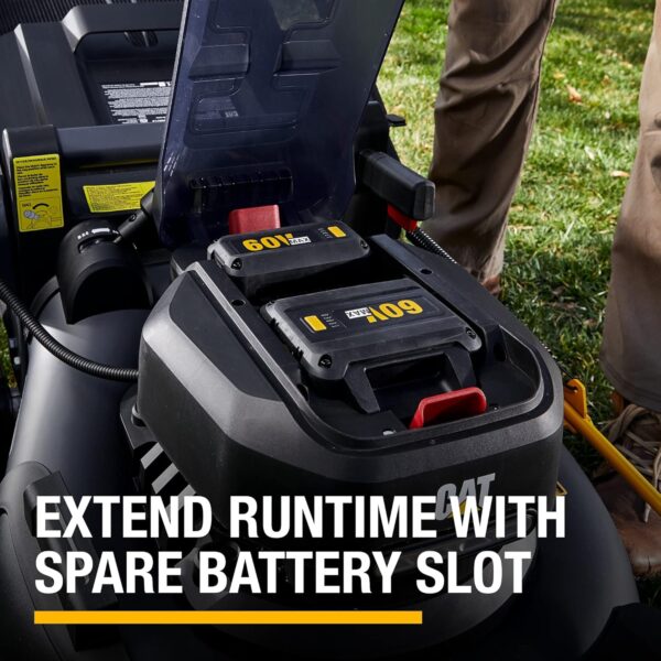 Cat DG670 60V 21” Cordless Lawn Mower 3-In-1 Cutting Modes, Brushless Lawn Mower with TorqLogic, Easy-Adapt Walk-Behind Push Lawn Mower – Battery & Charger Included, Black, Yellow - Image 10